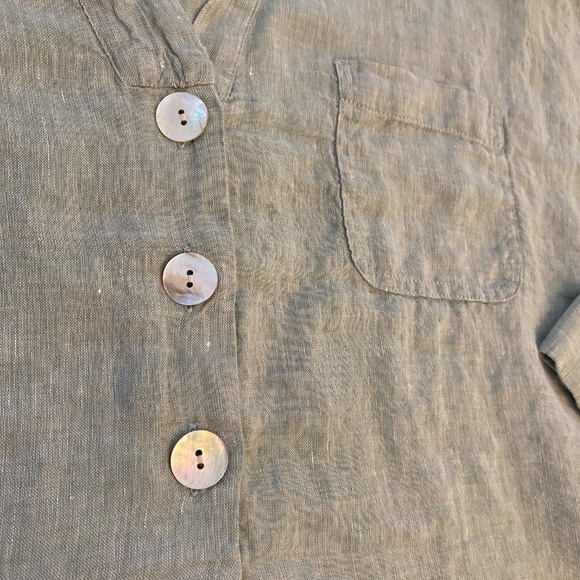 Pure Jill Yarn Dyed 100% Linen Tunic Blouse Button Front Light Green Sz XL - Picture 6 of 16